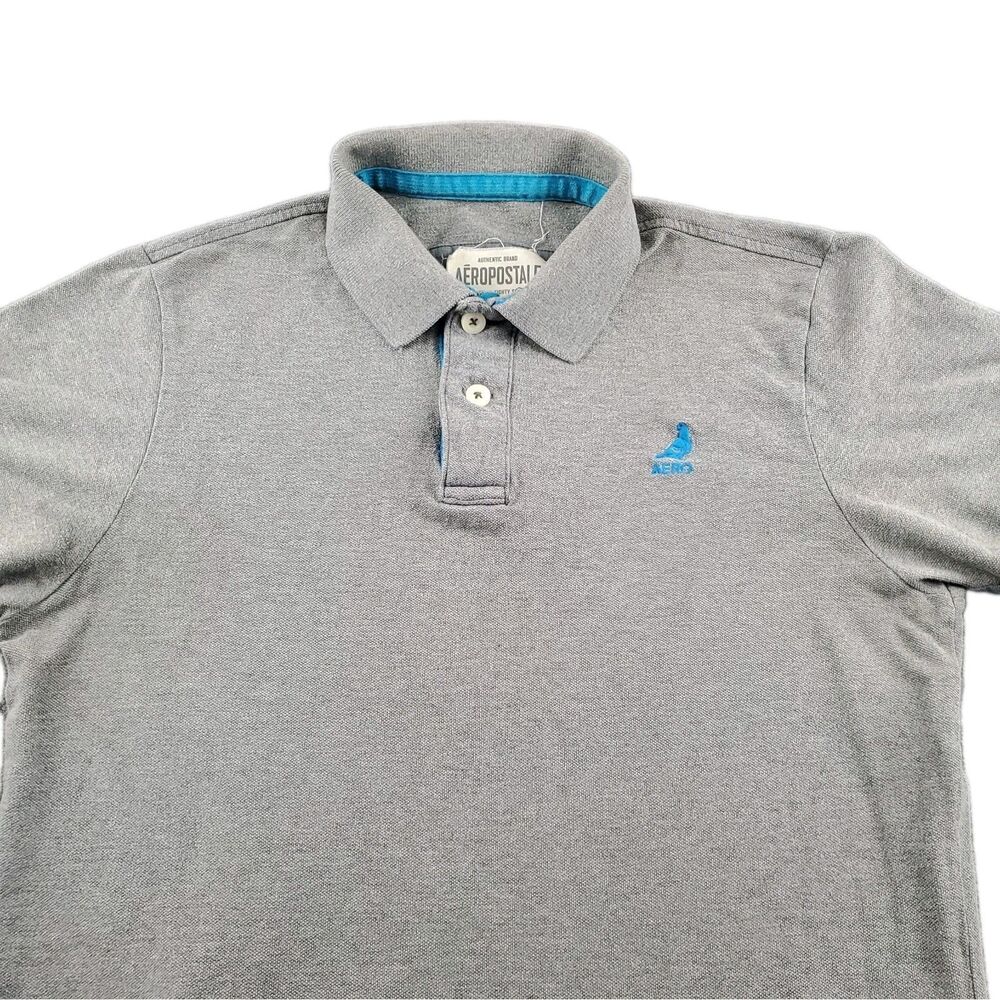 Vintage Y2K Aeropostale Polo Shirt Mens Medium Gray Aero logo